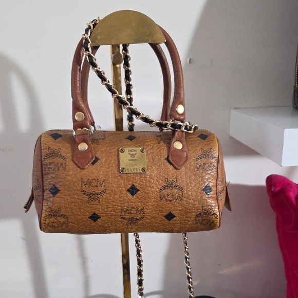 MCM Tan Leather Mini Bag with Chain Strap - Picture 3 of 13